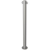 Stainless steel post |  60 mm | stationary, to be fixed by plugswith base plate  120 x 5 mm | without lock | with 2 eyelets